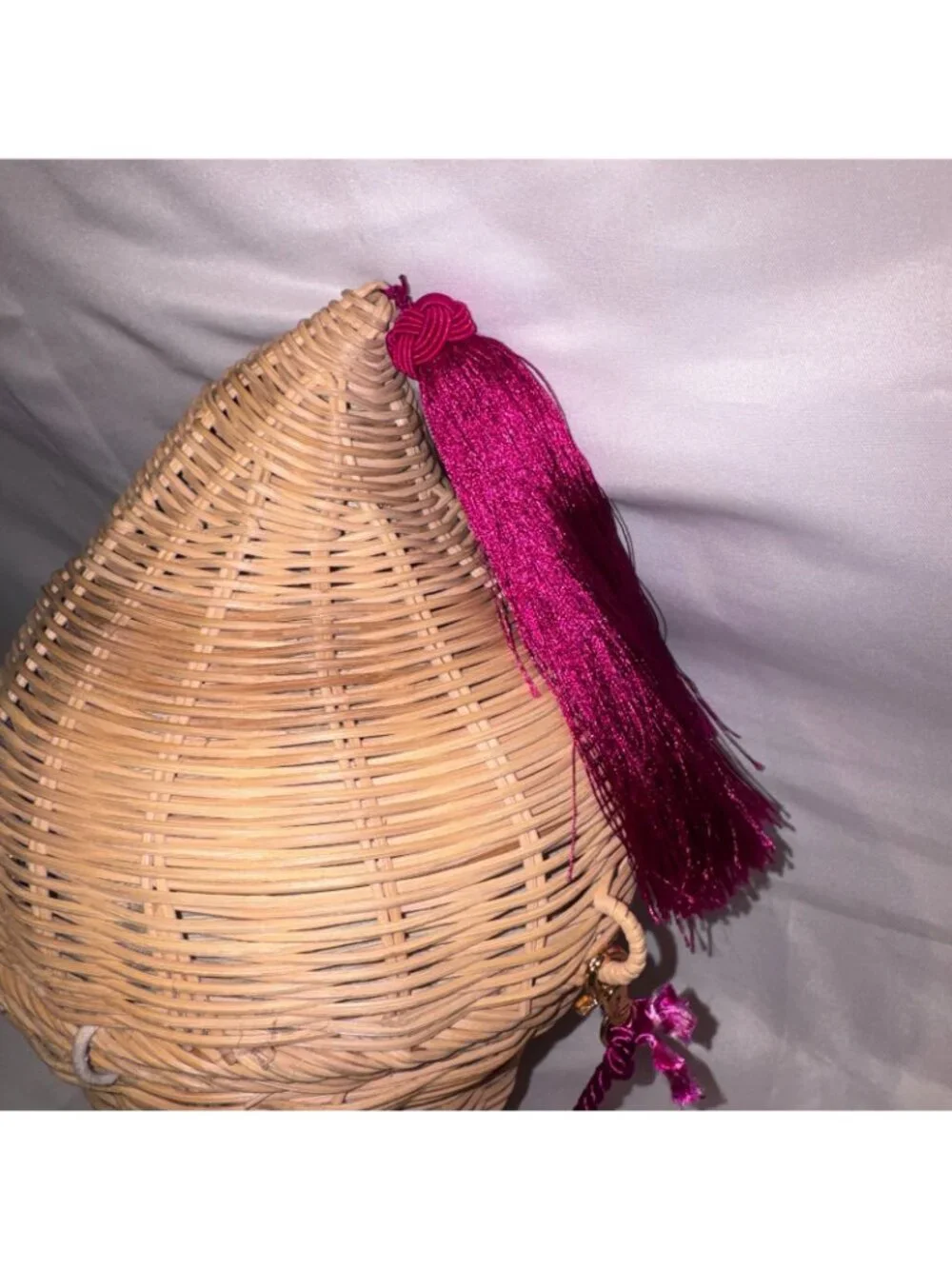 Conch Shell Bag Pink Tassel Vacation Straw bag Basket weave - Picture 3 of 6